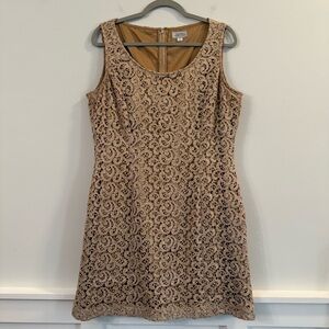 Women’s Tahari brown Elegant Lace Sleeveless shift Dress size 16